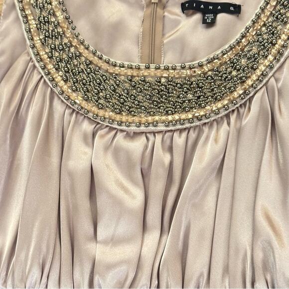 Tiana B beaded scoop neck sleeveless black gold midi sheath dress size 12
 b10 - Picture 4 of 5